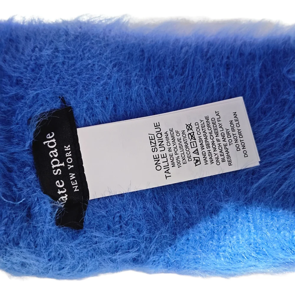 Kate Spade Headband Colorblock Eyelash Knit Blue Multi Outdoor Winter Gifts Logo